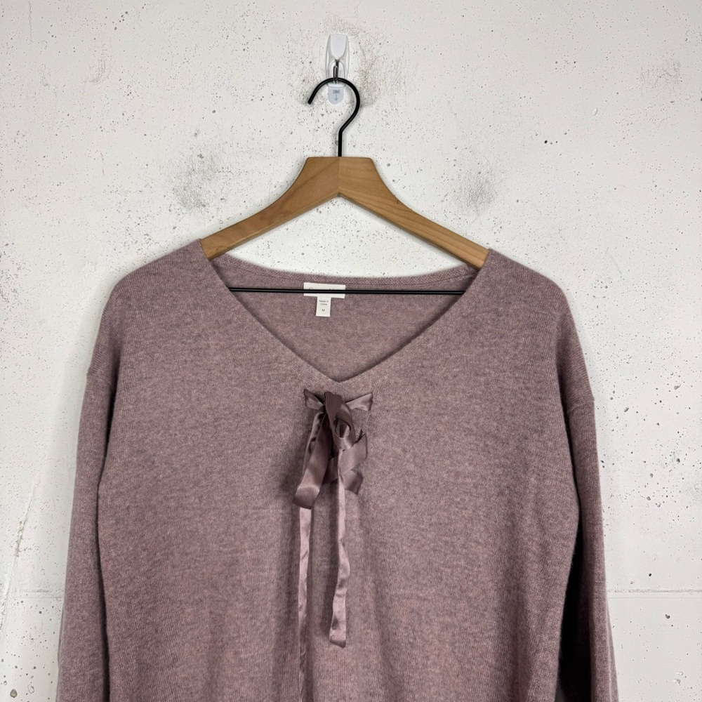 Garnet Hill Decorative Lace Up Cashmere Marled Sweater Medium